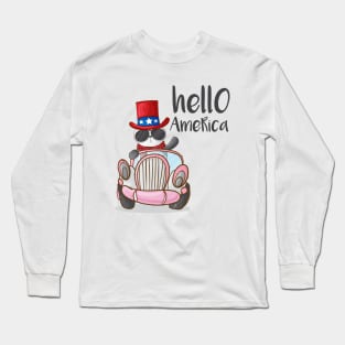 Panda Hello America Long Sleeve T-Shirt